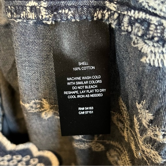 Jessica Howard Dark Denim Off-the-Shoulder Dress w/ White Embroidery - Picture 6 of 9